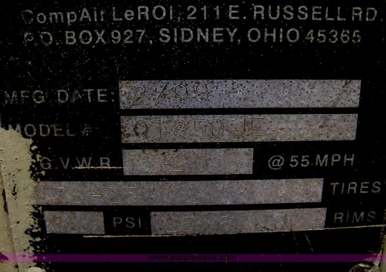 image for item A6326 1998 Leroi 185 mobile compressor