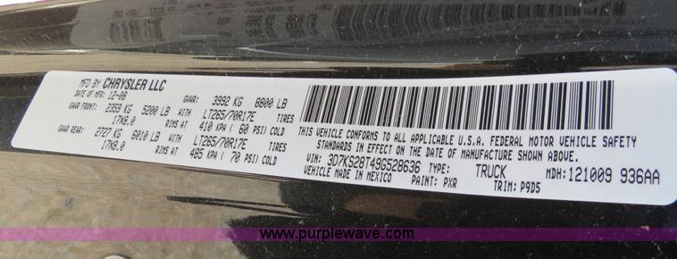 image for item B2329 2009 Dodge Ram 2500 Heavy Duty quad cab pickup truck