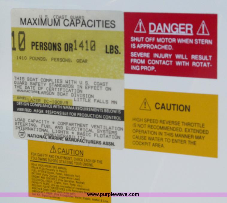 image for item B5130 1990 Larsen Lazer ST180 18' power boat with trailer