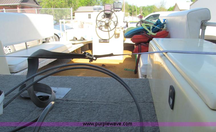 image for item B5131 1972 Anchor Plastics 614DVG 15 1/2' deck boat with Golden Rod trailer