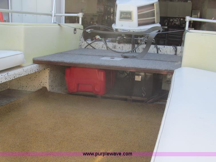 image for item B5131 1972 Anchor Plastics 614DVG 15 1/2' deck boat with Golden Rod trailer