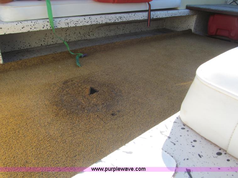 image for item B5131 1972 Anchor Plastics 614DVG 15 1/2' deck boat with Golden Rod trailer