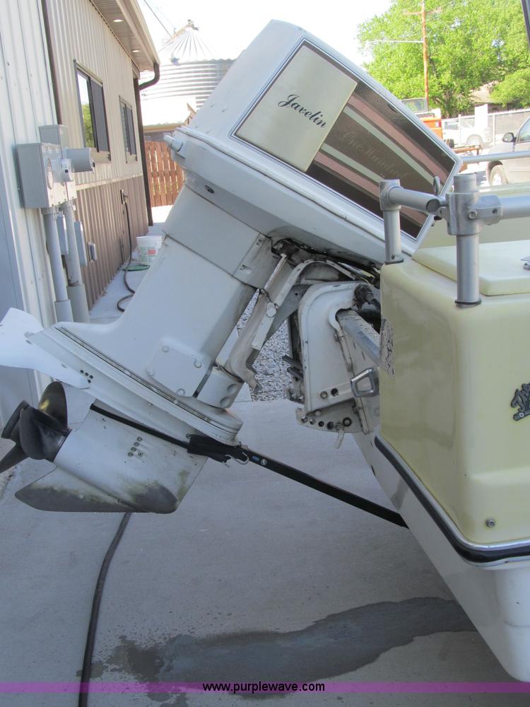 image for item B5131 1972 Anchor Plastics 614DVG 15 1/2' deck boat with Golden Rod trailer