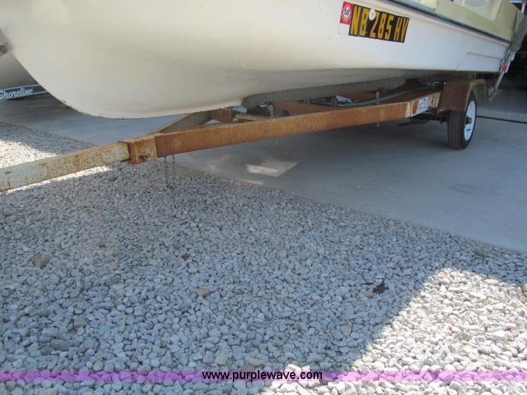 image for item B5131 1972 Anchor Plastics 614DVG 15 1/2' deck boat with Golden Rod trailer