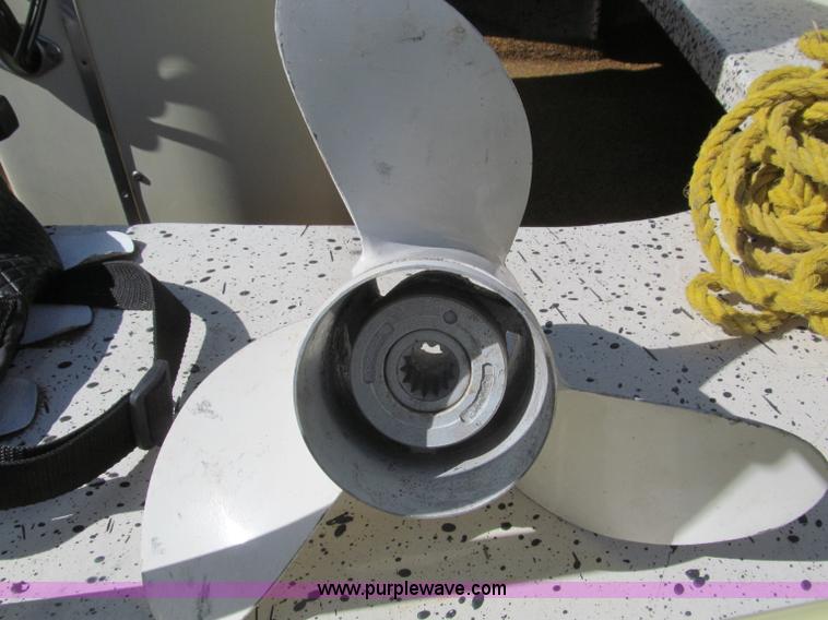 image for item B5131 1972 Anchor Plastics 614DVG 15 1/2' deck boat with Golden Rod trailer