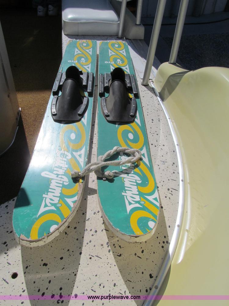 image for item B5131 1972 Anchor Plastics 614DVG 15 1/2' deck boat with Golden Rod trailer