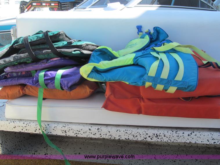 image for item B5131 1972 Anchor Plastics 614DVG 15 1/2' deck boat with Golden Rod trailer