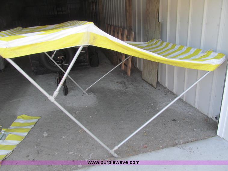 image for item B5131 1972 Anchor Plastics 614DVG 15 1/2' deck boat with Golden Rod trailer