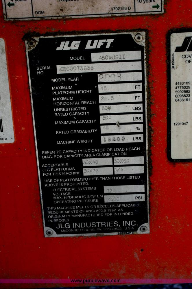 image for item B6555 2003 JLG 450AJ III boom lift