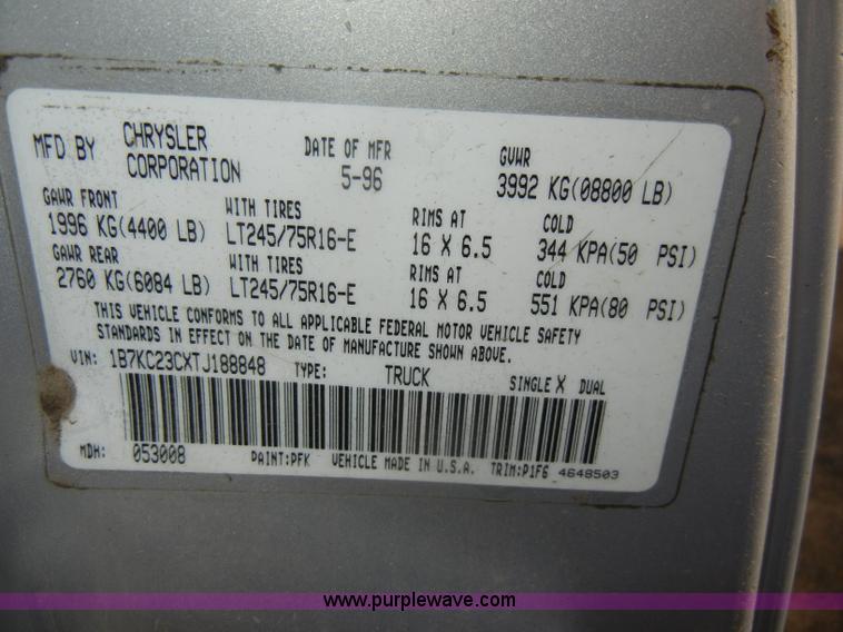 image for item C4491 1996 Dodge Ram 2500 Laramie SLT club cab pickup truck