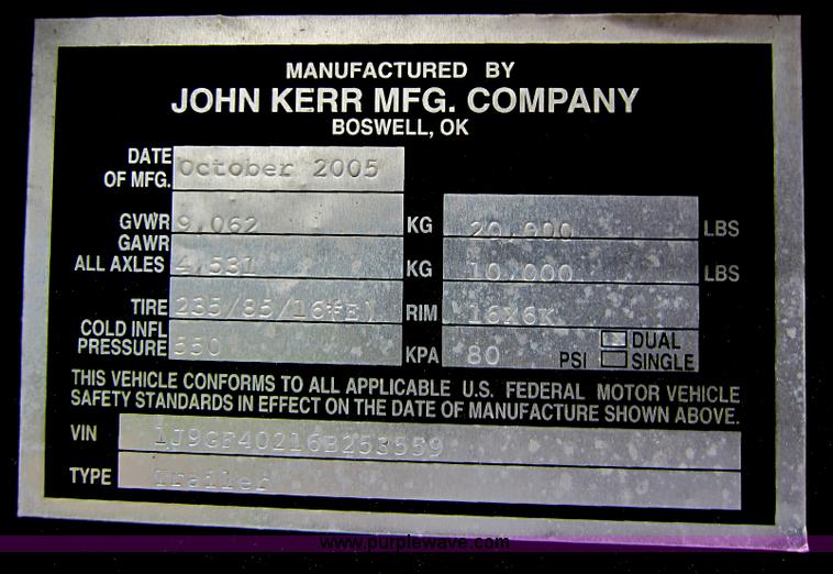 image for item C5480 2006 John Kerr gooseneck trailer