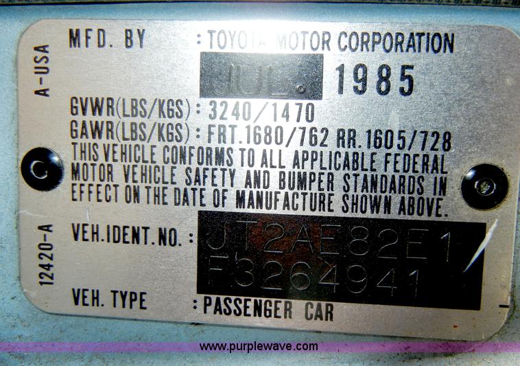 image for item D4017 1985 Toyota Corolla
