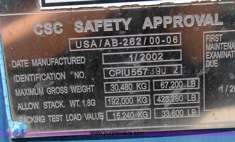 image for item L9683 2002 2690 Co-FT 40' storage container