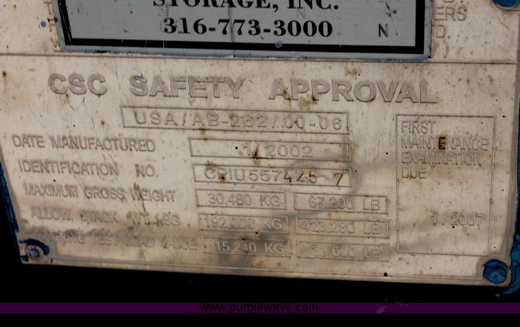 image for item L9684 2002 2690 Co-FT 40' storage container