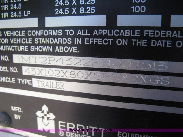 image for item A6321 1992 Merritt hopper bottom trailer