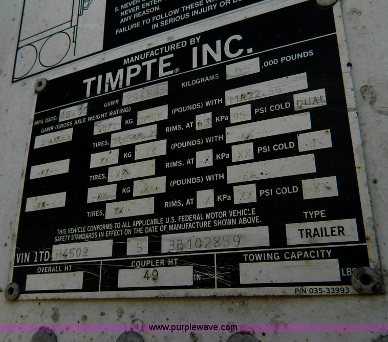 image for item B3655 2003 Timpte Super Hopper 45' grain trailer