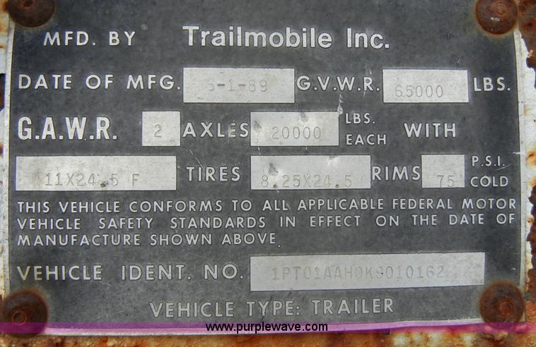 image for item C4305 1989 Trailmobile 48' dry van trailer