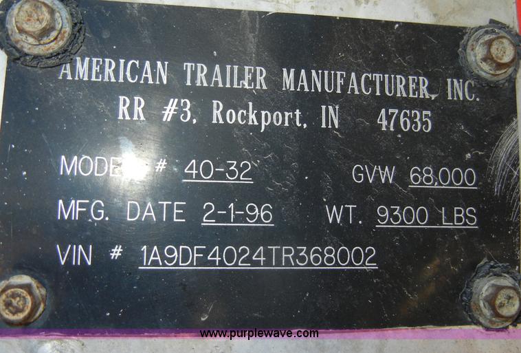 image for item K9760 1996 American 39' aluminum barrel end dump trailer