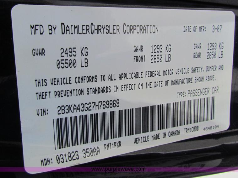 image for item B7253 2007 Dodge Charger