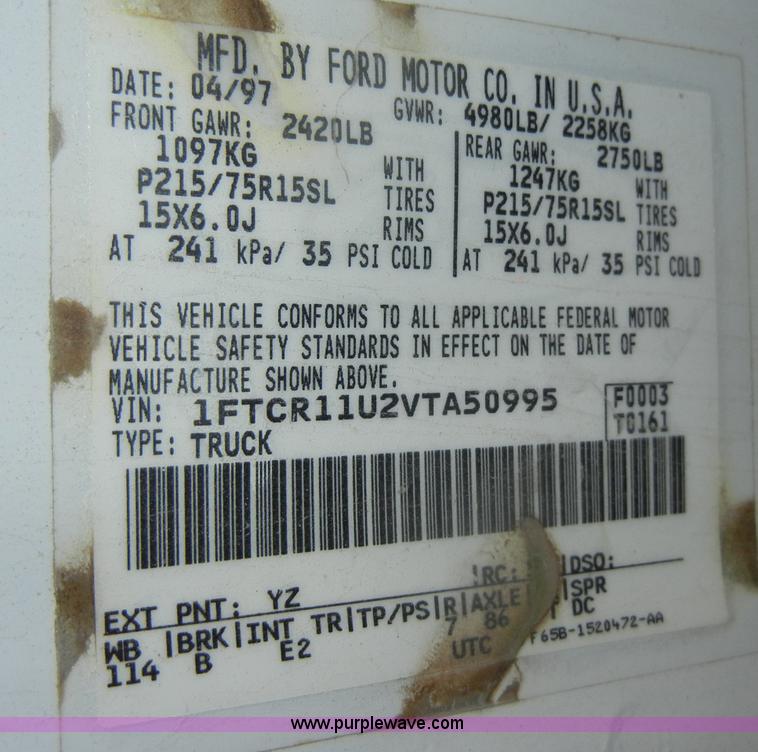 image for item D4021 1997 Ford Ranger pickup truck