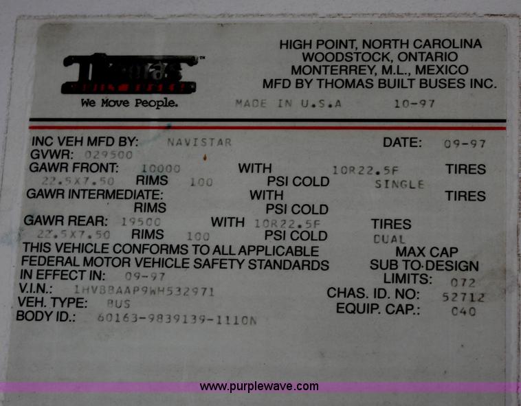image for item D7878 1998 Thomas Navistar International 3800 T44E school bus