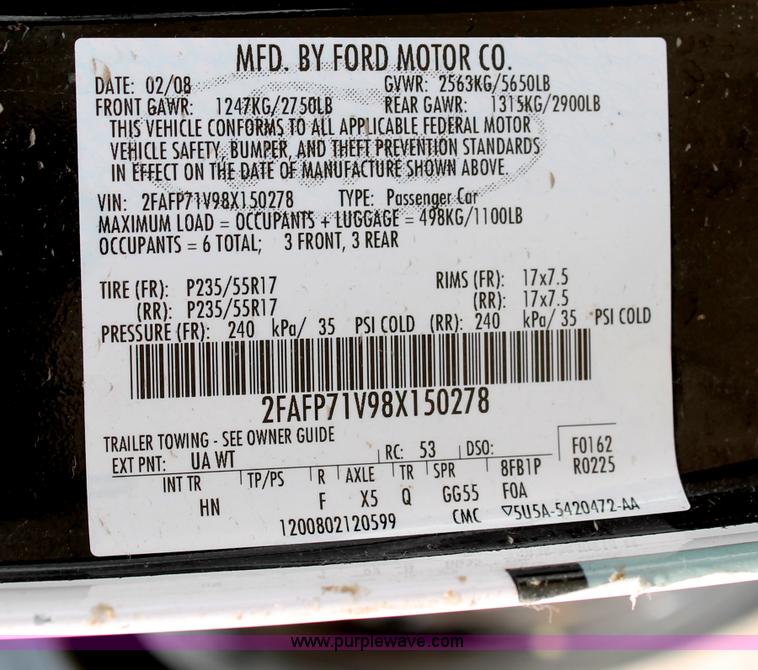 image for item D7880 2008 Ford Crown Victoria Police Interceptor