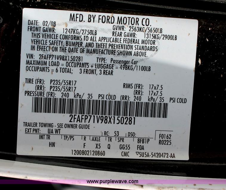 image for item D7881 2008 Ford Crown Victoria Police Interceptor