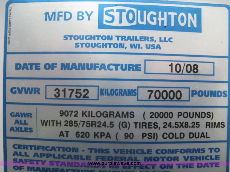 image for item A6372 2009 Stoughton grain trailer