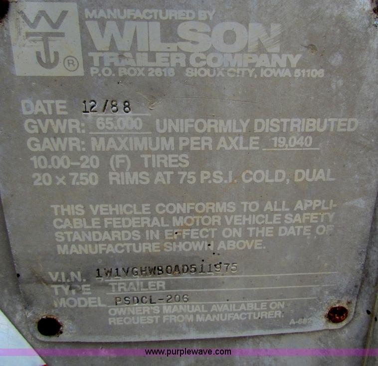 image for item B7234 1989 Wilson 48' aluminum cattle pot trailer