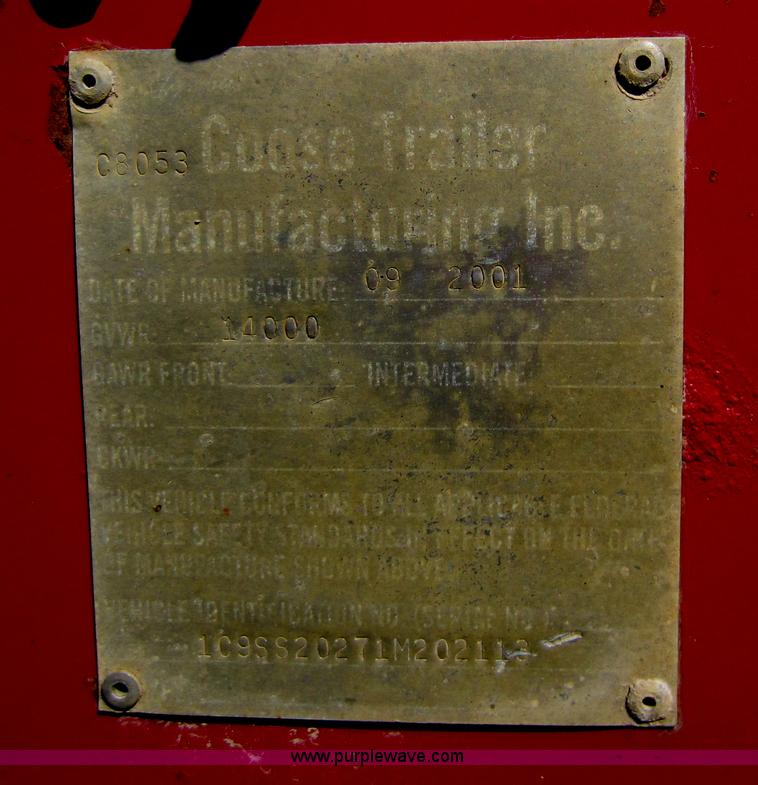 image for item D5510 2001 Coose gooseneck livestock trailer