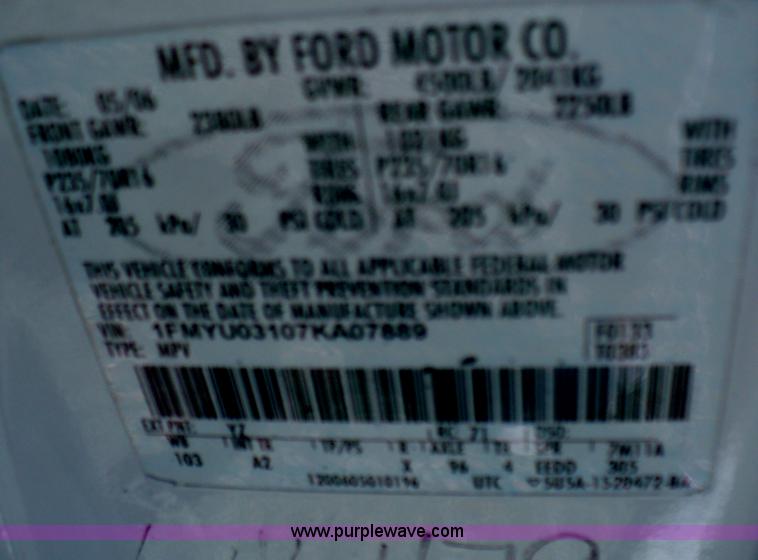 image for item B1281 2007 Ford Escape XLT SUV