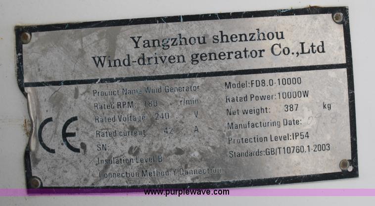 image for item B6619 Used SWG 10 KW wind turbine