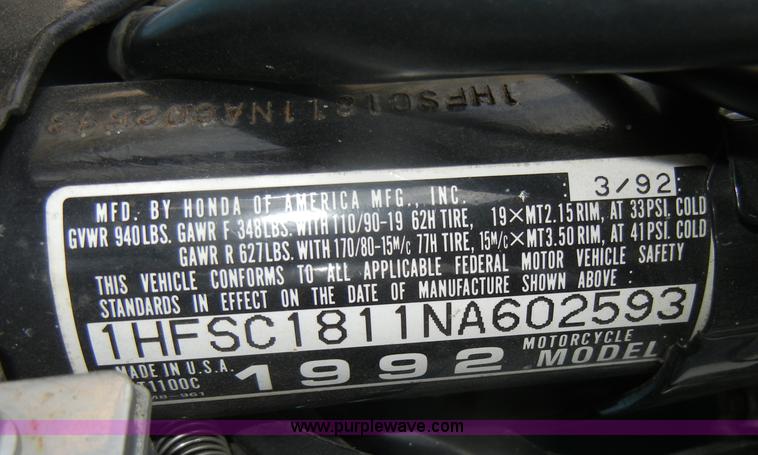 image for item K9237 1992 Honda Shadow motorcycle