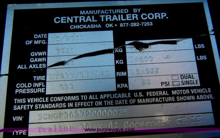 image for item K9754 2002 44' CTC gooseneck flatbed car trailer