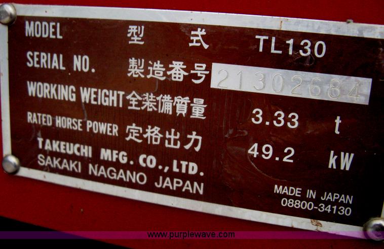 image for item A6330 2004 Takeuchi TL130 track skid steer