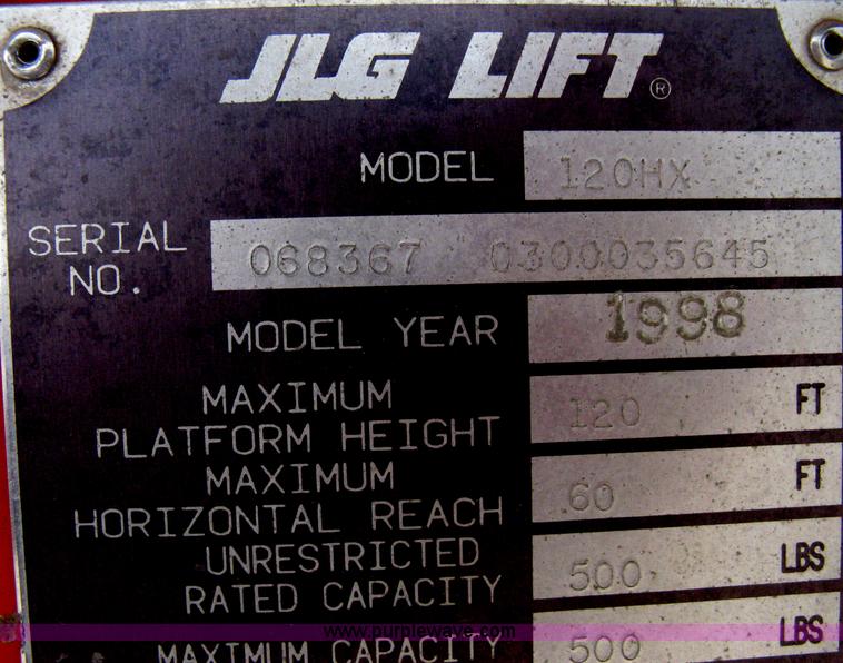 image for item A6338 1998 JLG 120HX telescoping boom lift