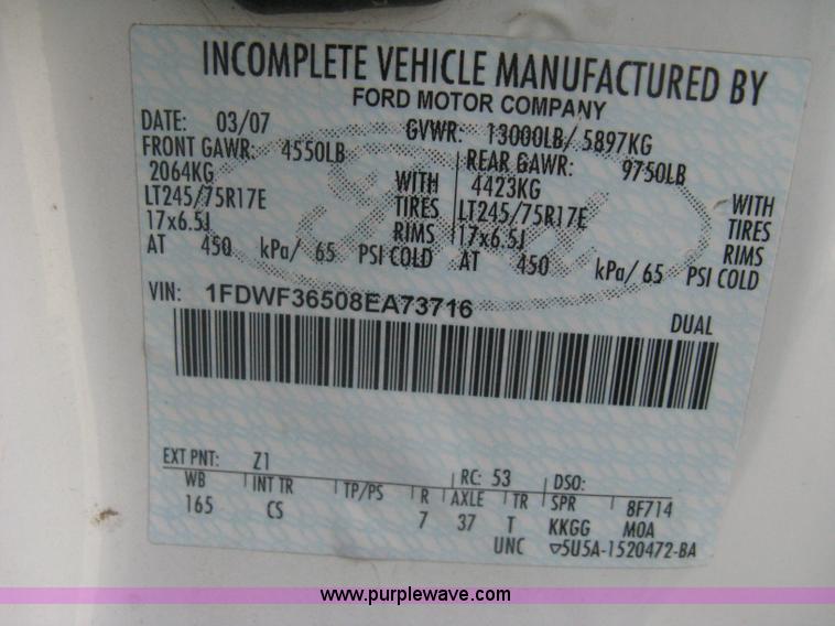 image for item A6367 2008 Ford F350 XL Super Duty utility box truck