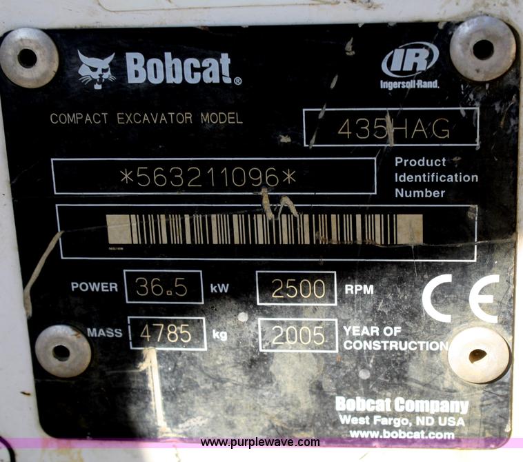 image for item B6579 2005 Bobcat 435ZHS FastTrack mini excavator