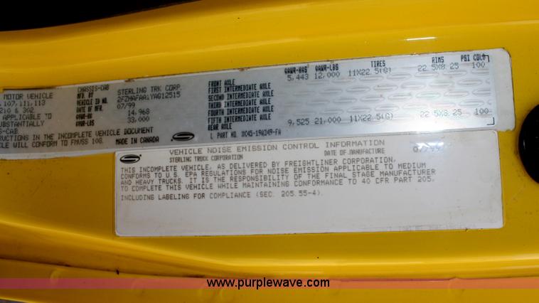 image for item B6649 2000 Sterling L7500 crane truck