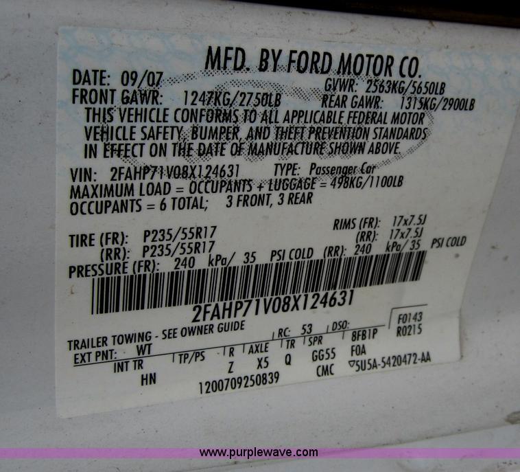 image for item B3196 2008 Ford Crown Victoria Police Interceptor