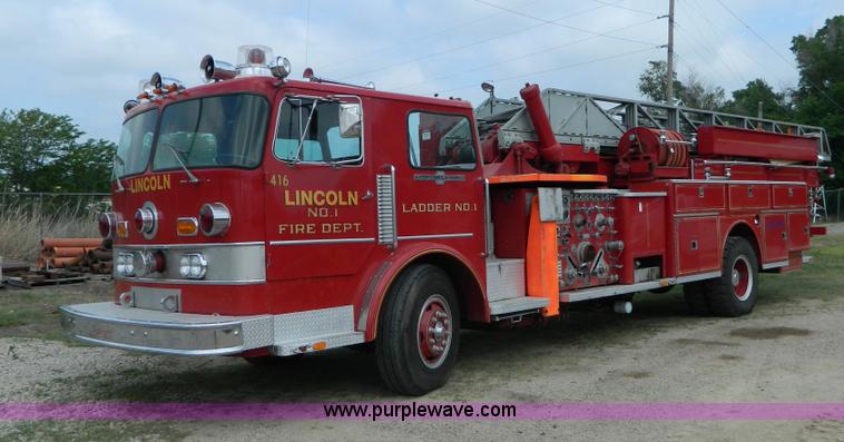 image for item B3672 1973 American LaFrance 100' ladder truck