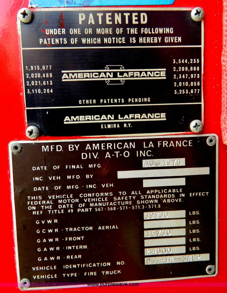 image for item B3672 1973 American LaFrance 100' ladder truck