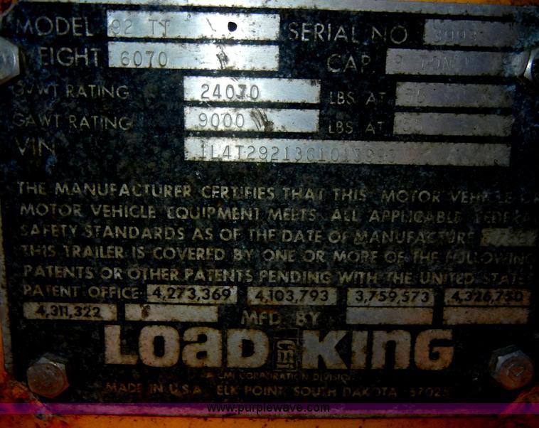 image for item D4078 1986 Load King 92TT 24' tip construction trailer