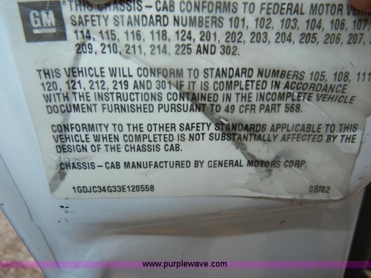 image for item D4082 2003 GMC 3500 dump bed pickup truck