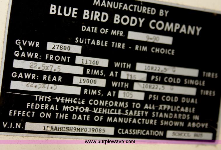 image for item D5009 1991 Blue Bird TC2000 school bus