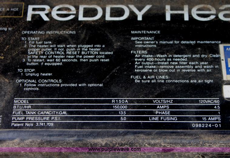 image for item L9728 Reddy Heater 150,000 BTU portable heater