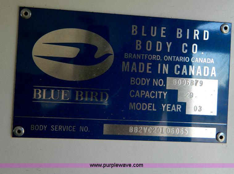 image for item T9893 2002 Chevrolet 3500 Bluebird school bus