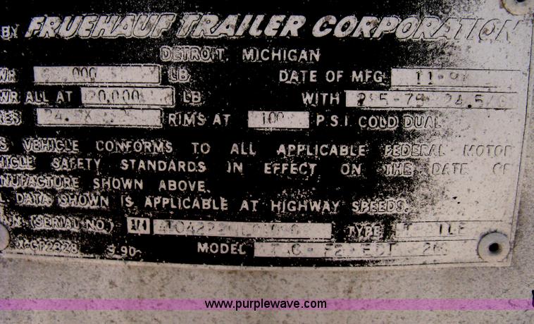 image for item A6392 1992 Fruehauf 42' aluminum tanker trailer