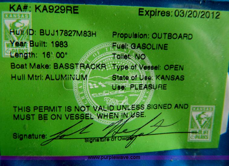 image for item B3682 Bass Tracker III 16' aluminum boat