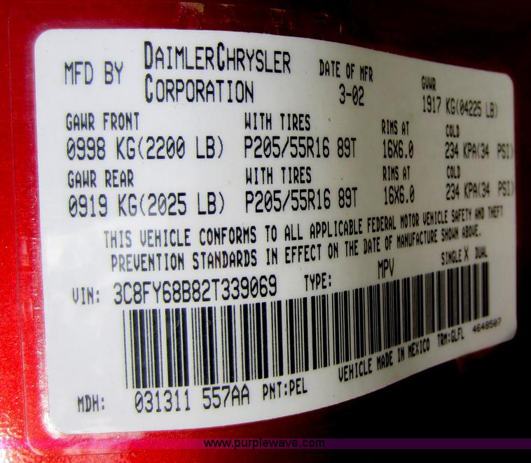 image for item D5554 2002 Chrysler PT Cruiser Limited Edition SUV